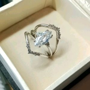 Nordrom 3 piece CZ marquise cut with ring guard